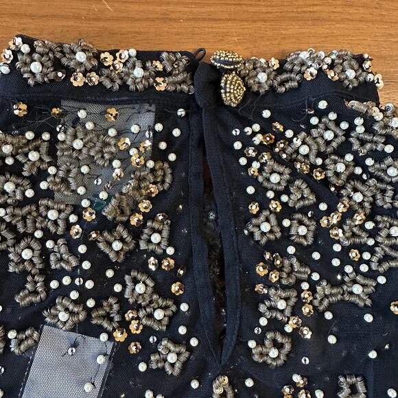 Farm Rio Black/Gold Embroidered Tulle Overlay Minidress, Concert, Party, XL NWT - Picture 8 of 12